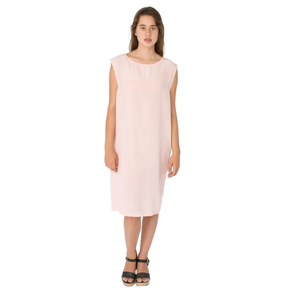 American Apparel New Pink Washed Silk Mid Length Size XS/S Shift Dress - Picture 1 of 8